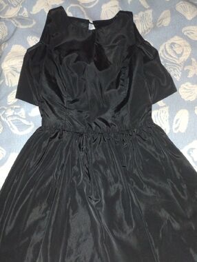 Zara Black Cold-Shoulder Satin Midi Dress